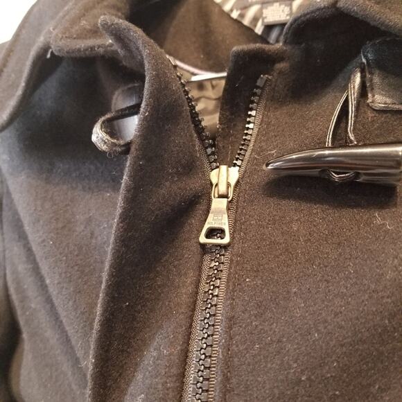 Tommy Hilfiger Black Winter Jacket Coat Wool Blend Parka Zipper Pockets Size M - Picture 4 of 12